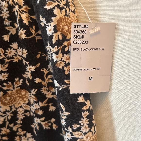 Lands End black floral pajama bottoms sz M - Picture 3 of 4